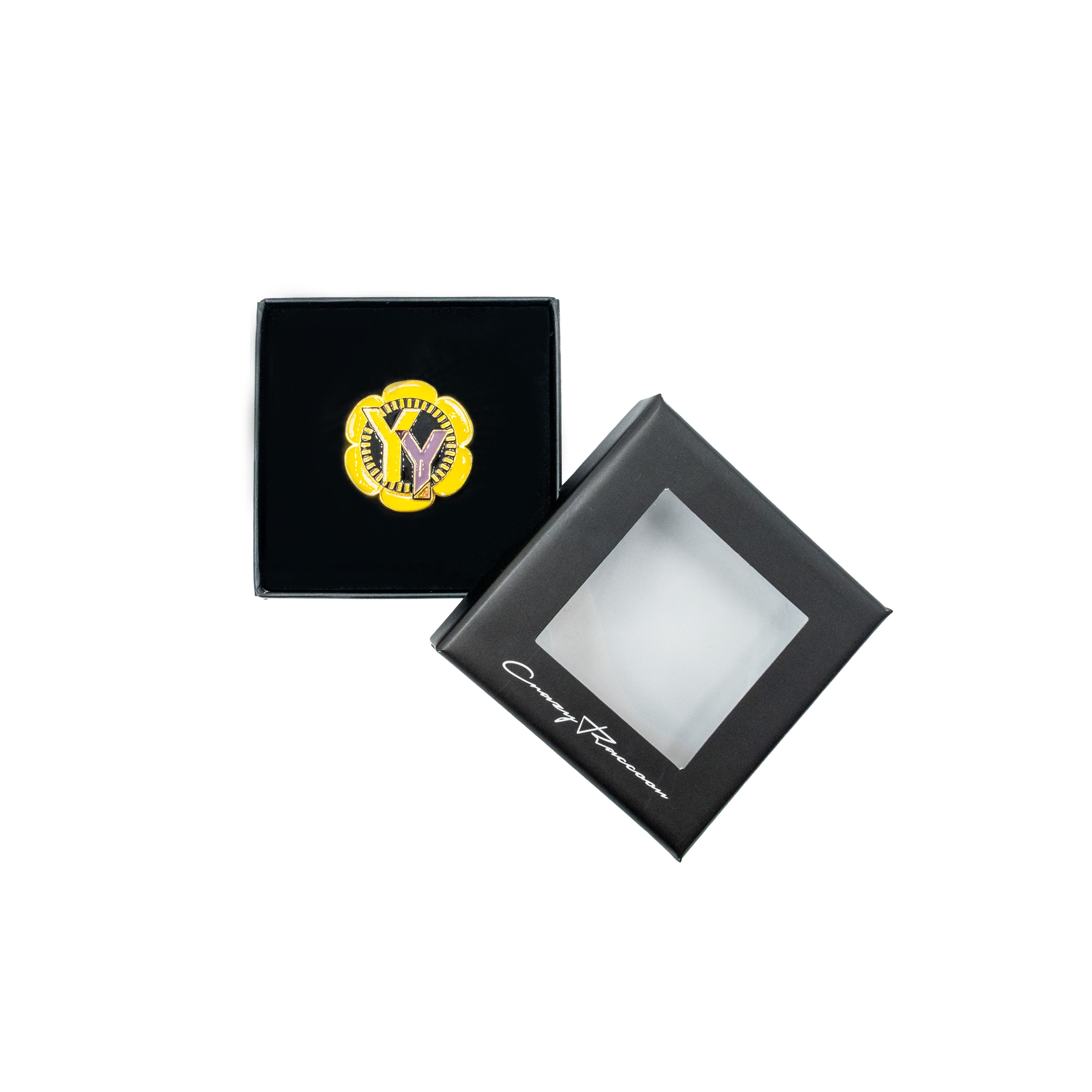 YY PIN BADGE – CRAZY RACCOON