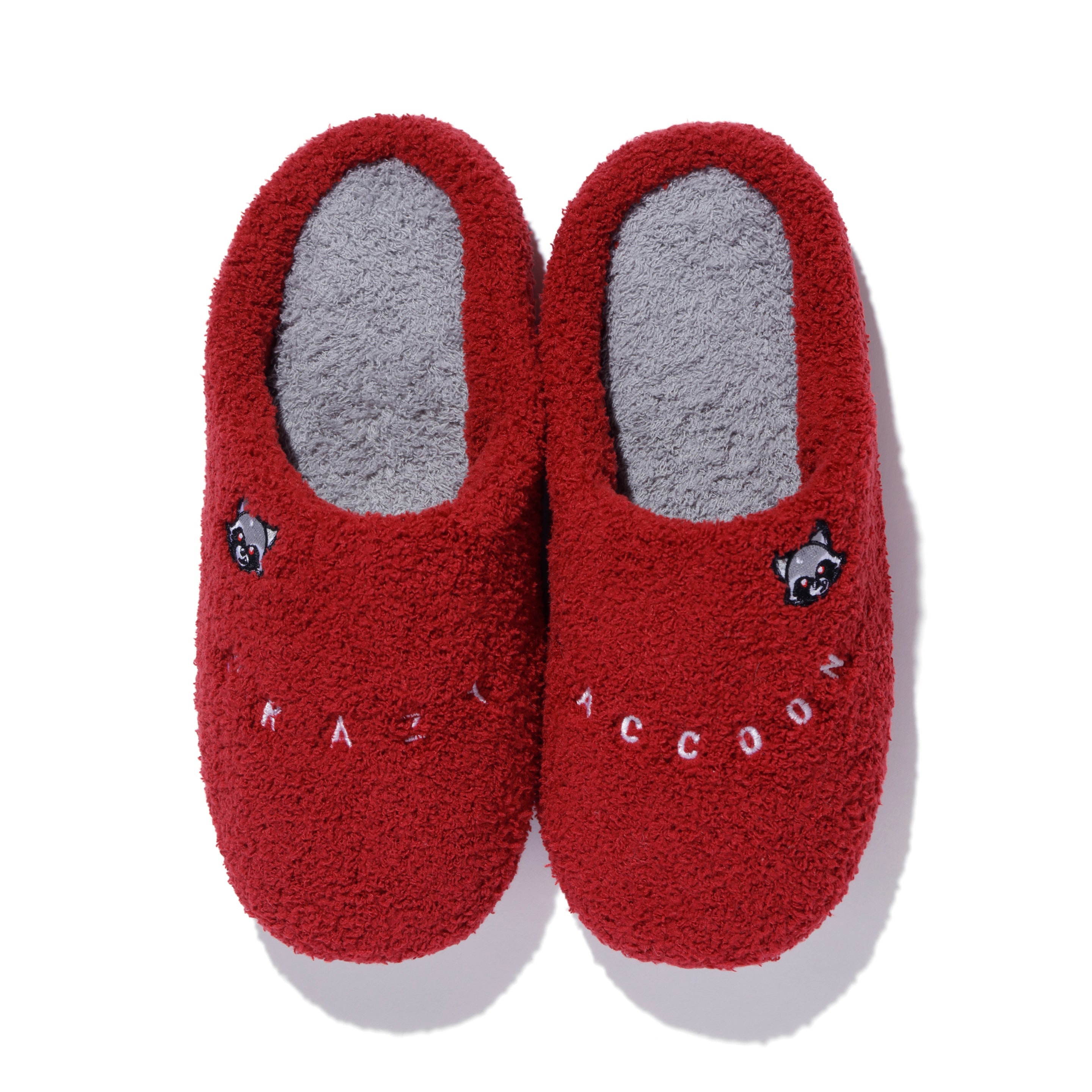 Thien Rackey FLUFFY RACKEY SLIPPERS RED – CRAZY RACCOON