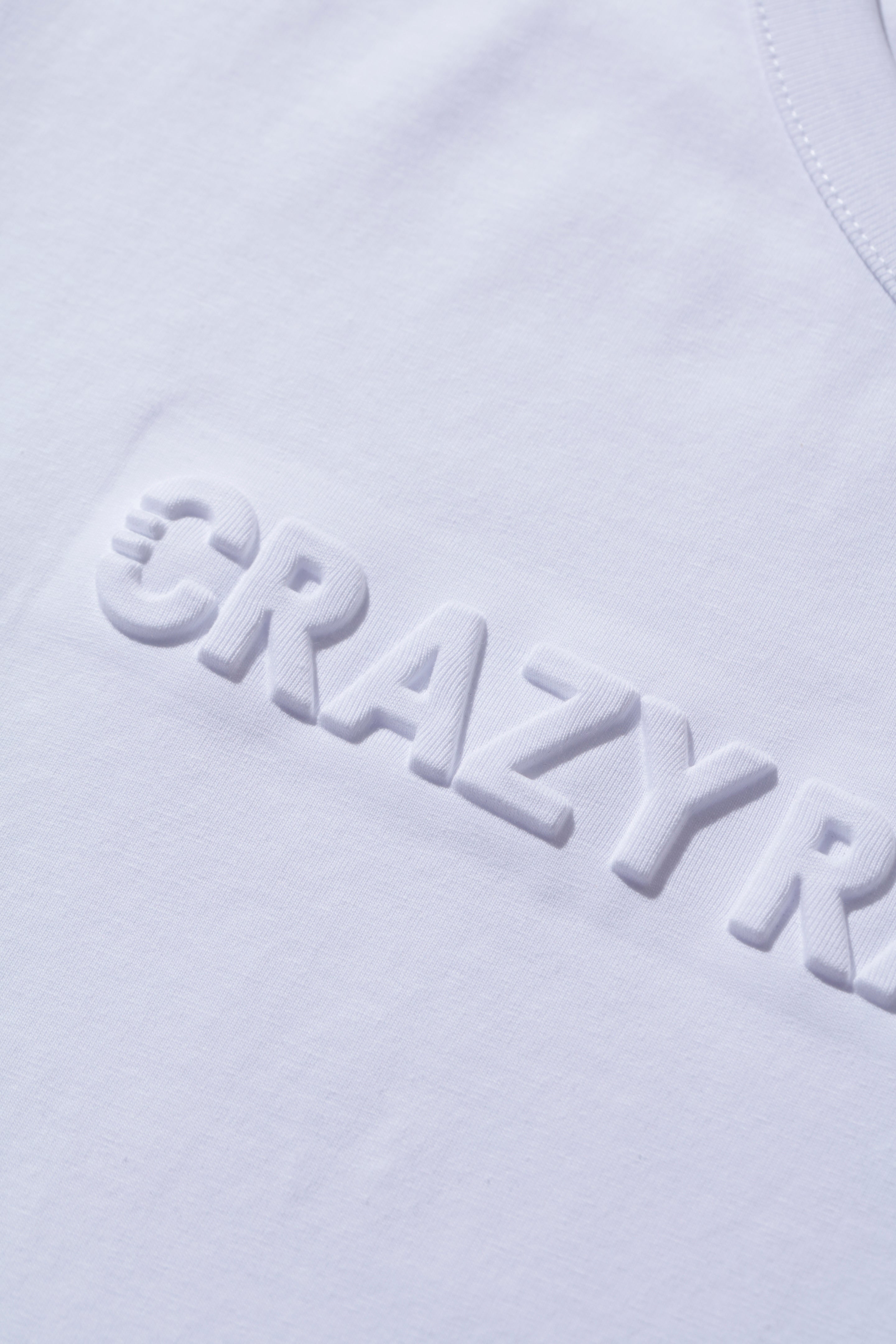 CRAZY RACCOON LOGO EMBOSS TIGHT TEE WHITE