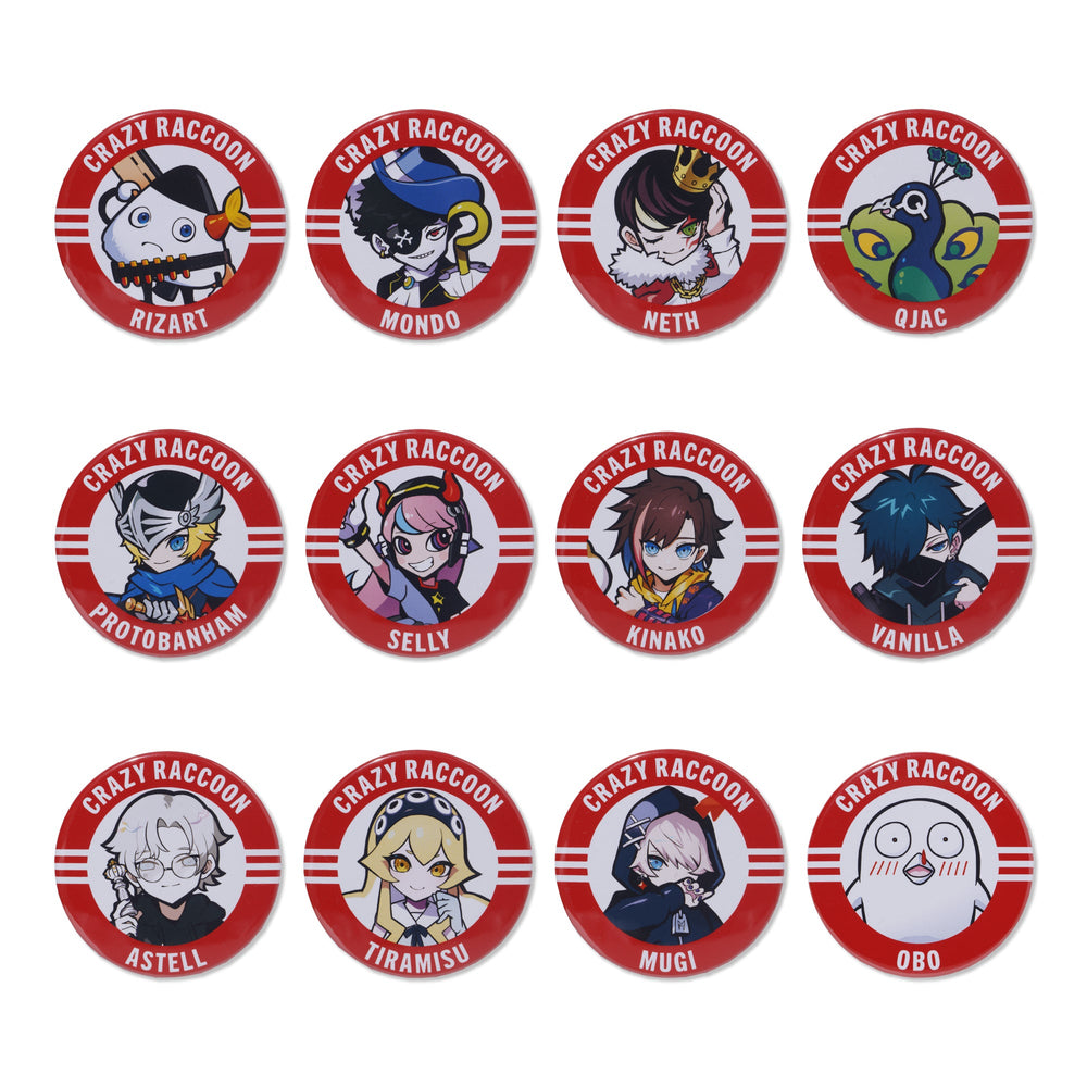MEMBER CAN BADGE & STICKERS SET 3 – CRAZY RACCOON